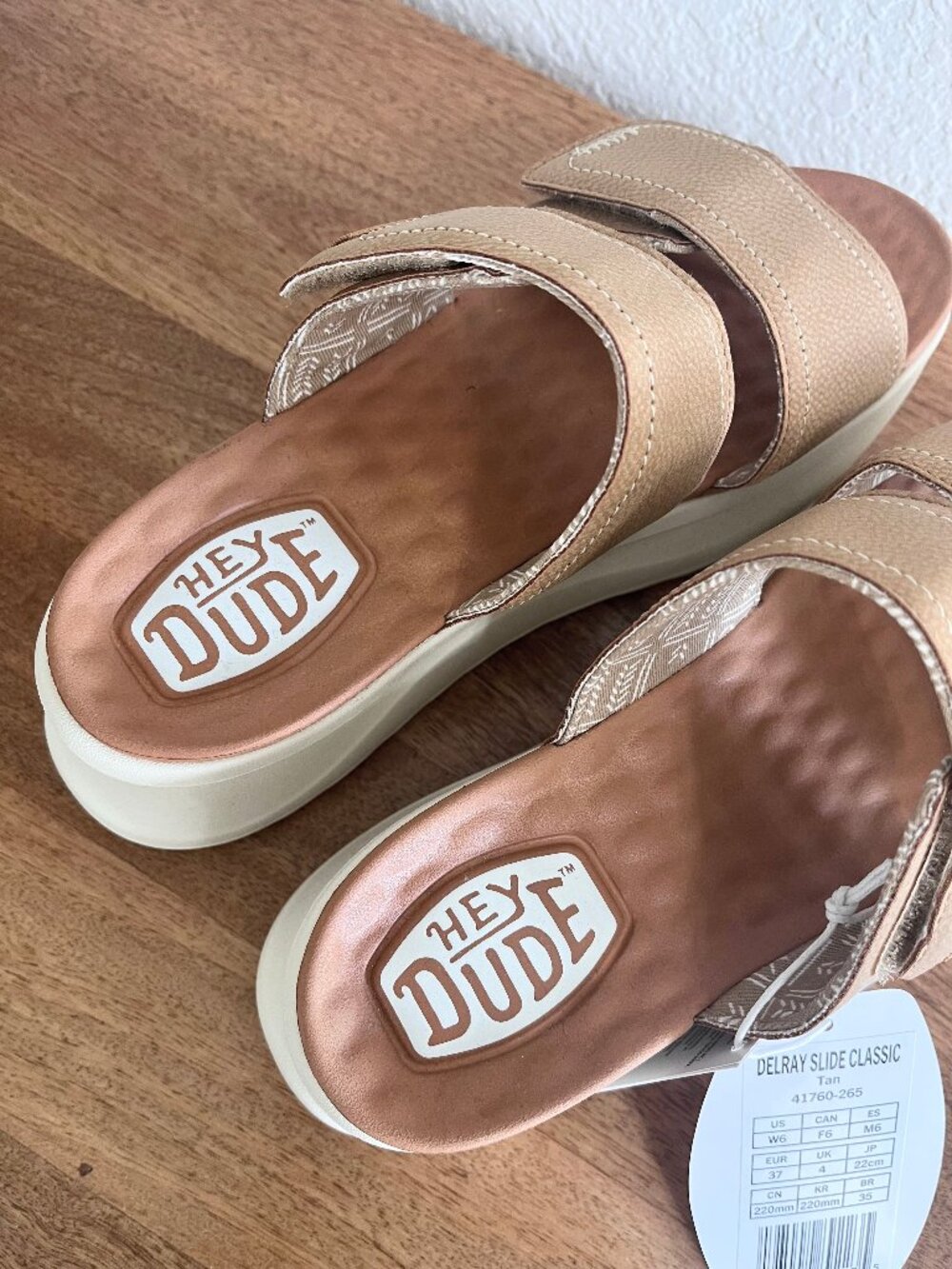 NEW! Hey Dude Del Ray Classic Slides Platform Sandals Tan 6 - Picture 7 of 13
